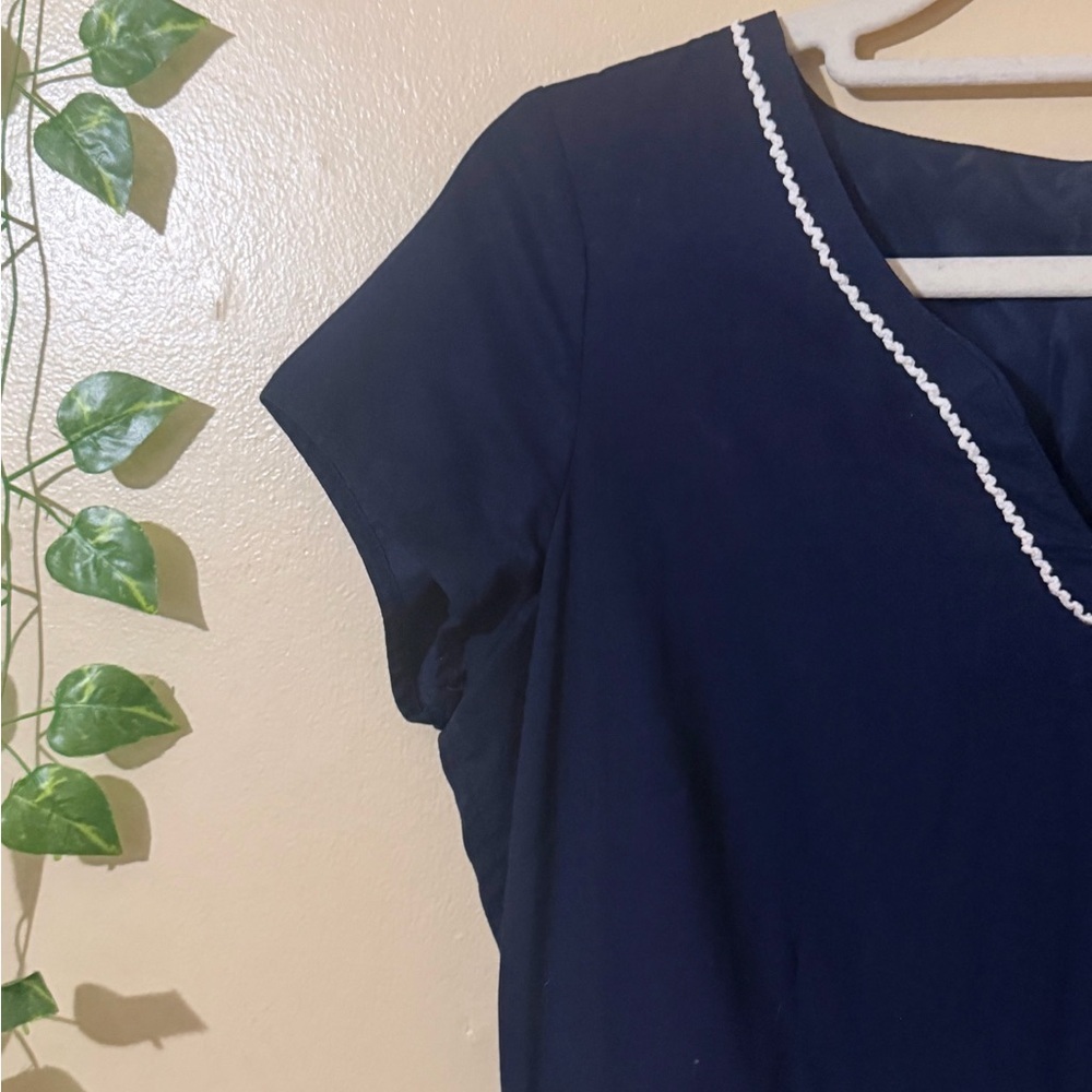 SD Collection Navy Dress with White Embroidery - Picture 7 of 8